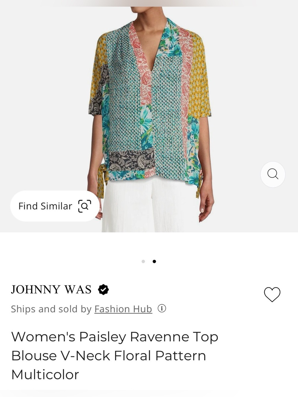 JOHNNY WAS Paisley Ravenne Blouse - Size Medium